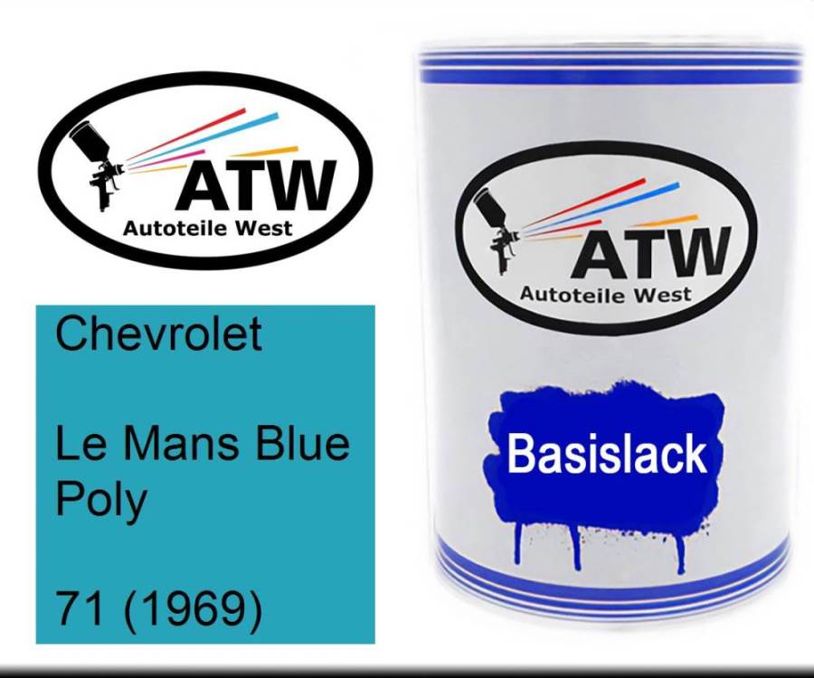 Chevrolet, Le Mans Blue Poly, 71 (1969): 500ml Lackdose, von ATW Autoteile West.